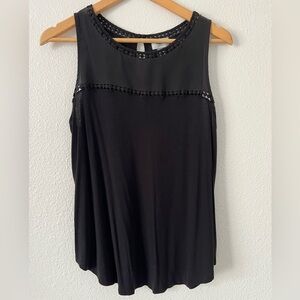 Old Navy Large Flowy Dressy Black Sleeveless Crochet Boho Relaxed Tank Top